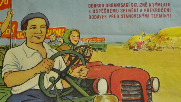 Budovatelský plakát (detail) r. 1953