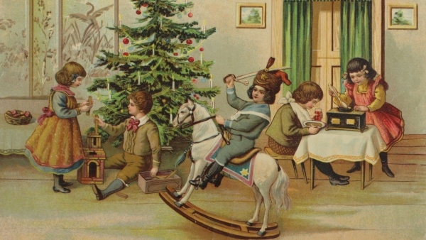 Vánoční stromeček v měšťanské rodině