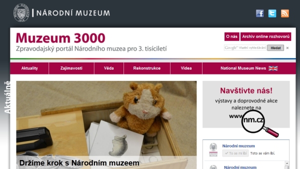 úvodní strana portálu Muzeum 3000