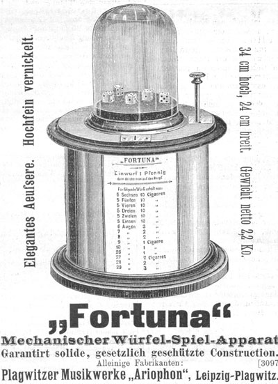 Dobová reklama na hrací automat Fortuna.