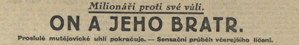 České slovo 10. dubna 1931 informovalo o podrobnostech „Uhelné aféry“