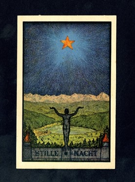 Motiv "tiché noci" (nahá postava, hvězda), vydal Bund der Deutschen in Böhmen, Töplitz-Schönau (Teplice - Šanov). Zdroj: Národní muzeum