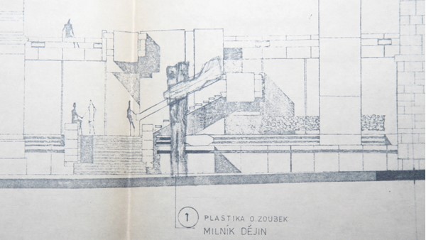 Plastika Milník dějin měla být umístěná na Wilsonově ulici směrem ke Státní opeře (zdroj: Národní muzeum)