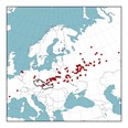 Mapa:  hnízdiště havranů polních vyskytujících se u nás v zimním období