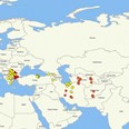 Migrační trasy sledovaných samců hýla rudého - samci z bulharské lokality