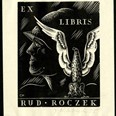 Exlibris pro R. Rozceka. Josef Chlebeček, dřevoryt z roku 1935.