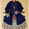 Posmrtný portrét muže v dračím rouchu Malba na hedvábí Čína, konec dynastie Čching (1644–1911)
