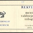 Předloha pro titulní dvoustranu. Durych, Jaroslav: Rekviem. Menší valdštejnská trilogie. Praha: Vyšehrad, 1971. S pokyny pro zhotovení reprodukce.